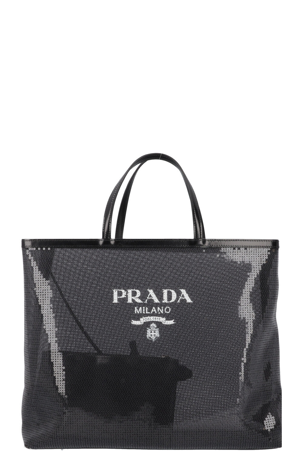 PRADA Tote Sequined Mesh Black