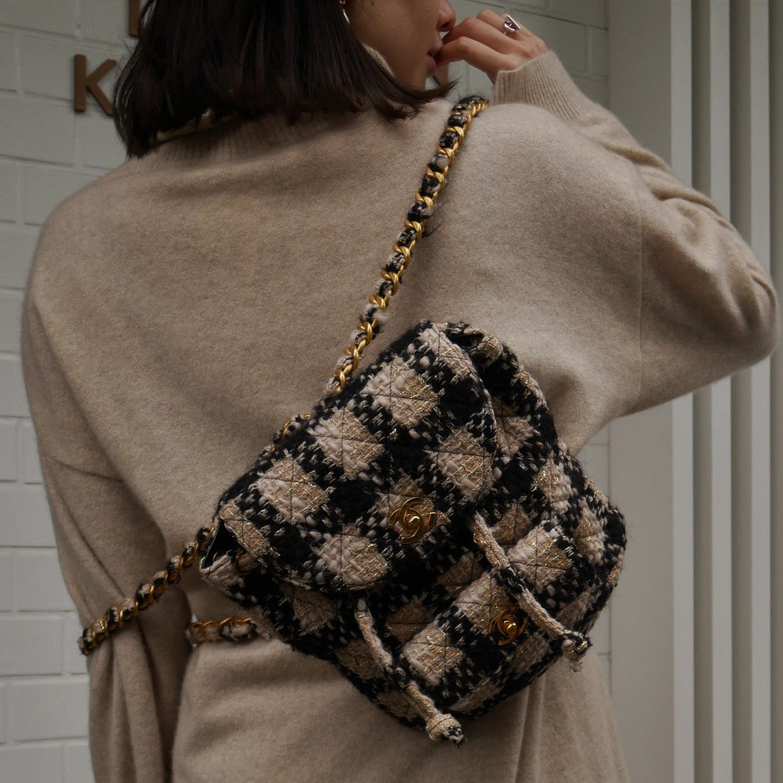 CHANEL Tweed DUMA Backpack Medium 40328