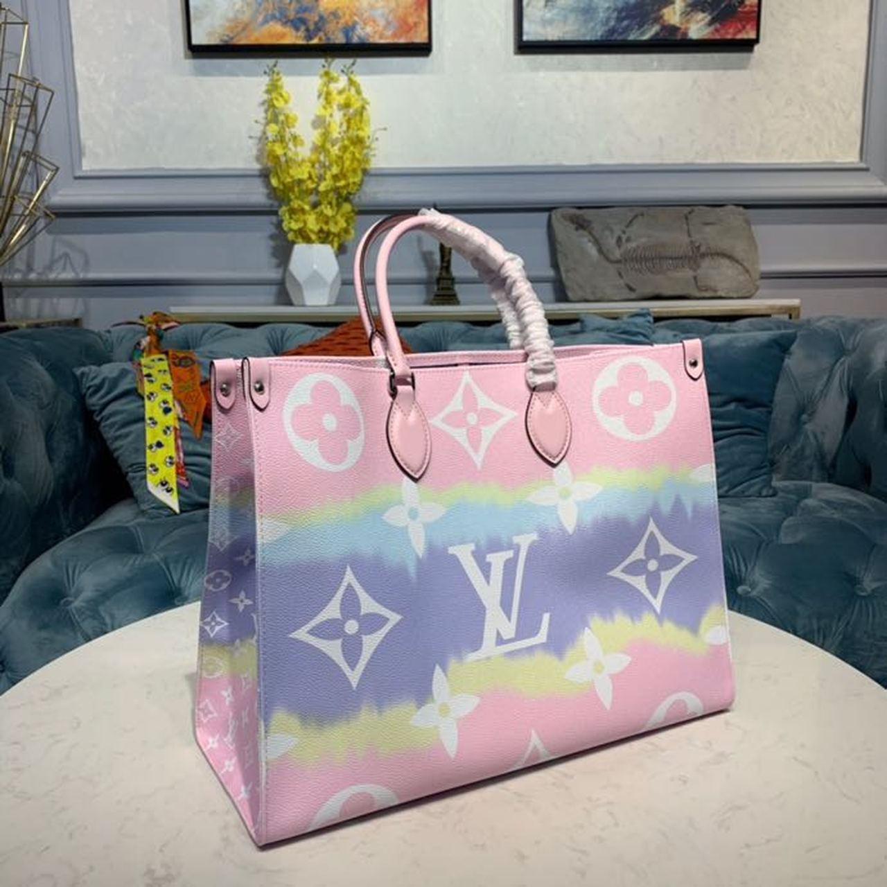 LV Escale OnTheGo GM Tote Bag Monogram Canvas Pastel Pink For Womtlm,  Shoulder Bags 16.1in/41cm LV M45119