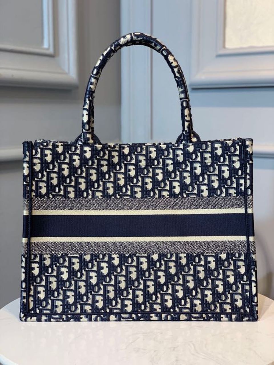 DI Medium Book Tote Bag Blue By Maria Grazia Chiuri For Women 14in/36cm CD M1296ZRIW_M928