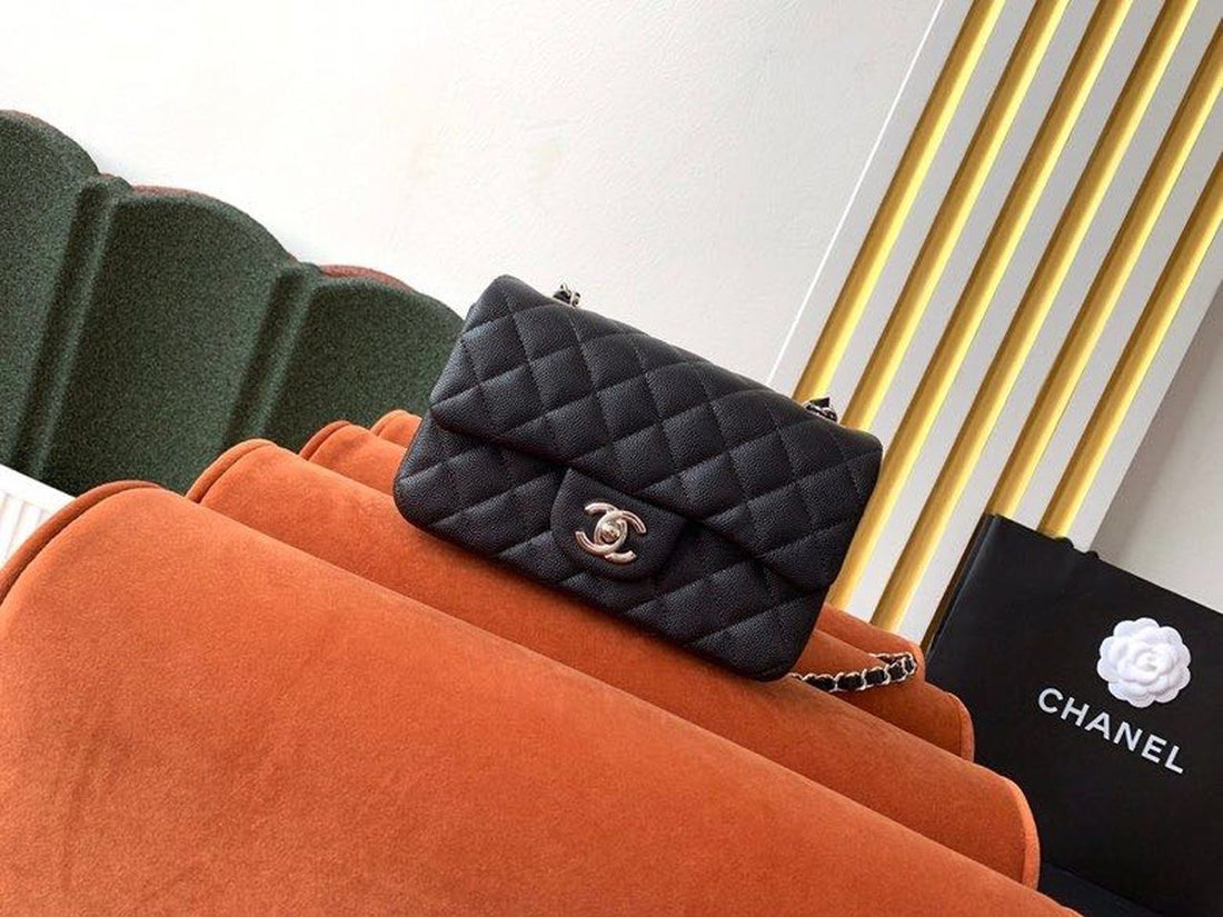 CHLSmall Classic Handbag Rose Gold Toned Hardware Black For Womtlm, Womtlm&#8217;s Bags, Shoulder and Crossbody Bags 7.8in/20cm A01113