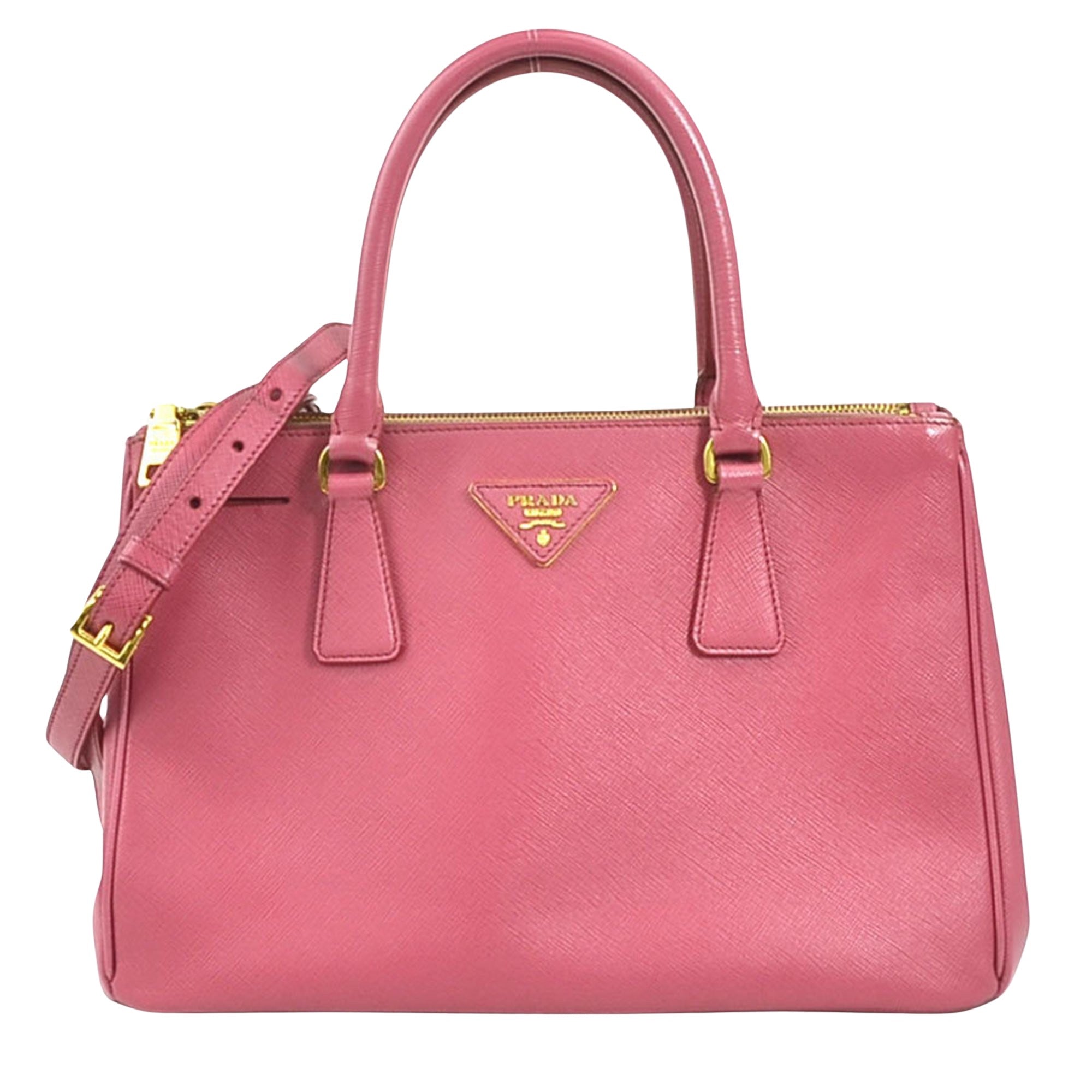 Elegant Pink Saffiano Leather Structured Bag
