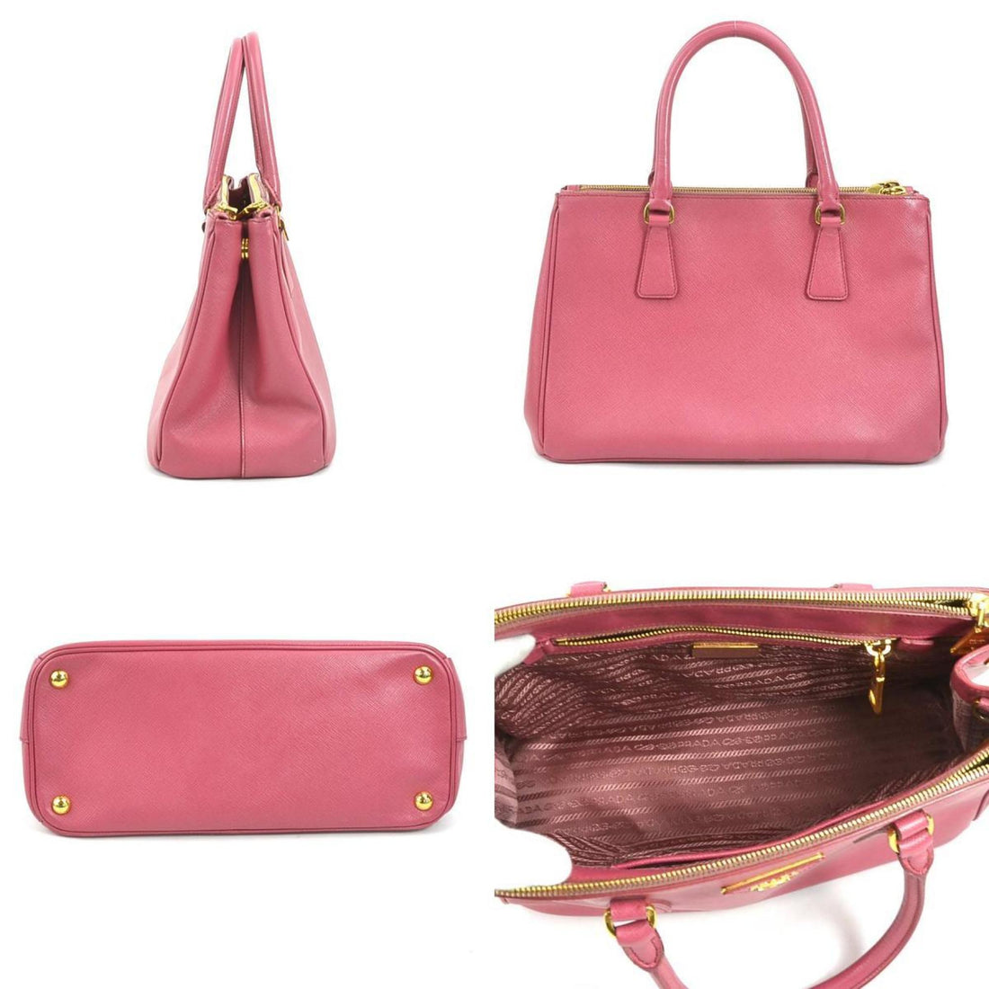 Elegant Pink Saffiano Leather Structured Bag