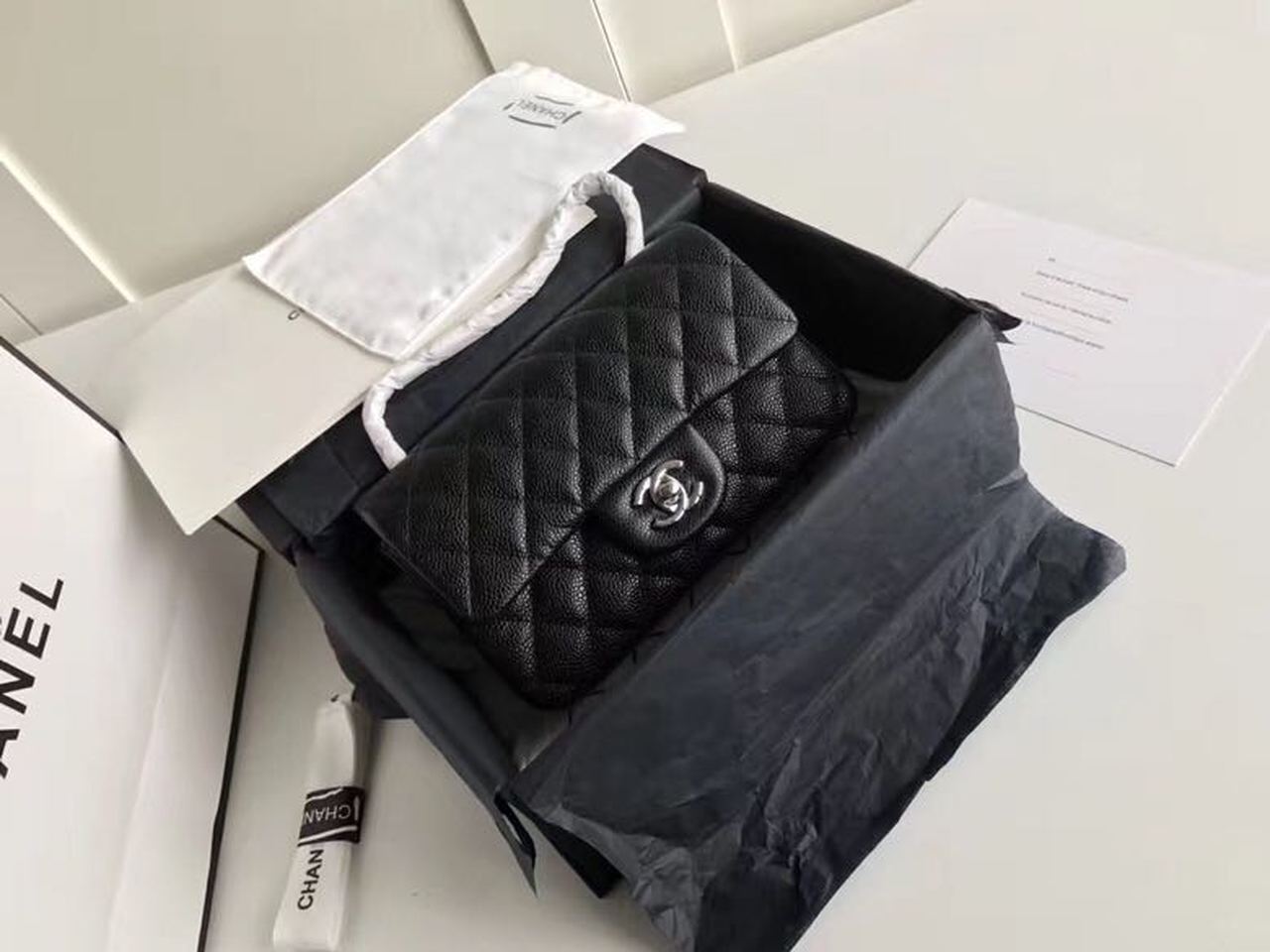 CHLSmall Classic Handbag Silver Hardware Black For Womtlm, Womtlm&#8217;s Bags, Shoulder and Crossbody Bags 7.8in/20cm A01113