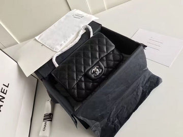 CHLSmall Classic Handbag Silver Hardware Black For Womtlm, Womtlm&#8217;s Bags, Shoulder and Crossbody Bags 7.8in/20cm A01113