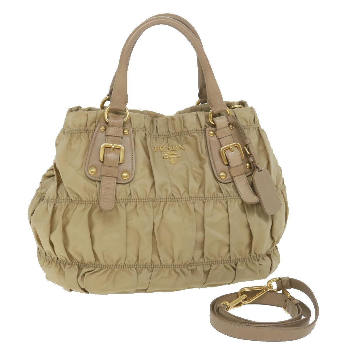 Elegant Beige Synthetic Shoulder Bag with Dust Bag and Guarantee Card