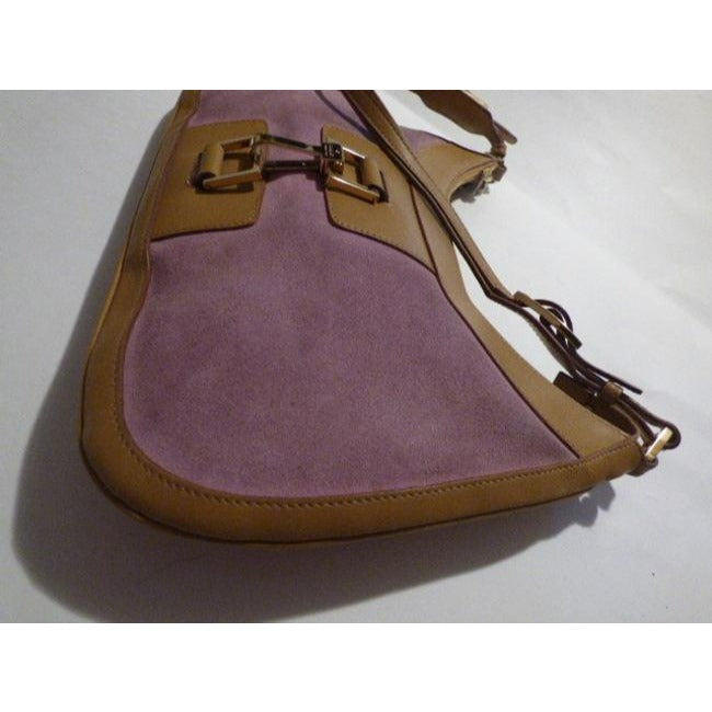 Gucci Vintage Pink Suede And Camel Leather Hobo Bag