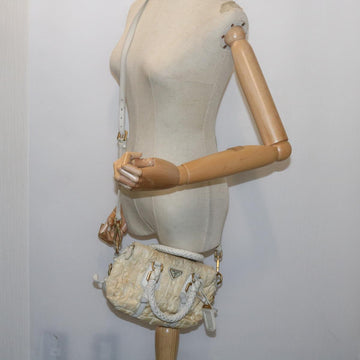 White Nylon Shoulder Bag with Name Tag and Shoulder Strap