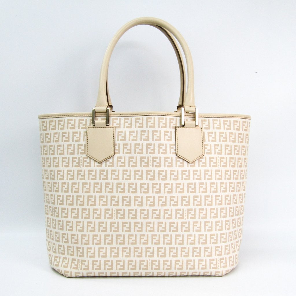Fendi White Zucchino Canvas Tote  (SHA-10679)