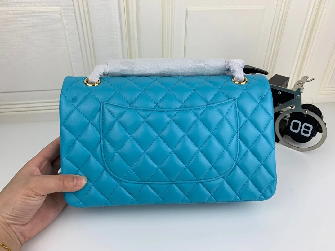 Chanel Classic Double Flap 25 Shoulder Bag Light Blue