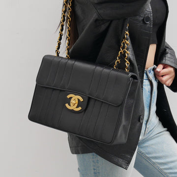 Chanel? * 1994-1996 Black Caviar Vertical Classic Flap Jumbo 53446