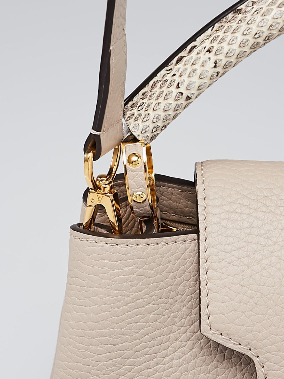 Louis Vuitton Capucines BB Taurillon Leather Python Galet Gray