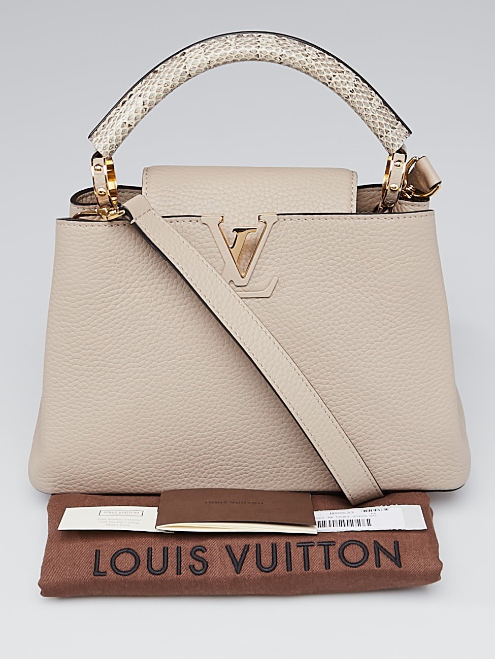 Louis Vuitton Capucines BB Taurillon Leather Python Galet Gray