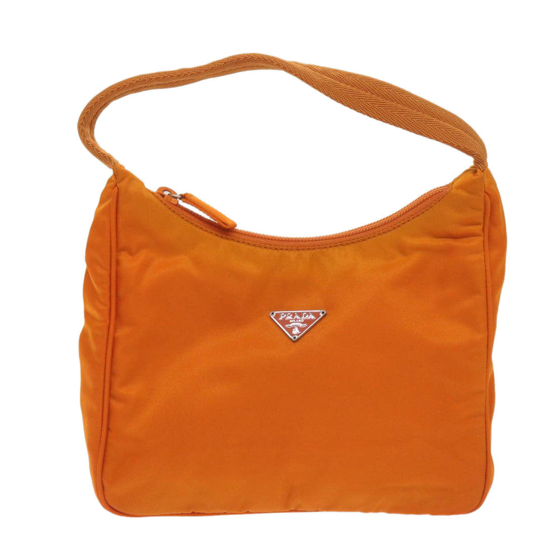 Orange Nylon Hand Bag with Prada Logo Plaque