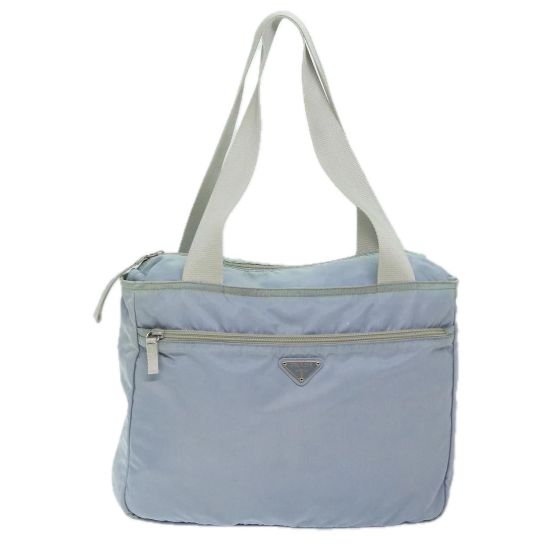 Light Blue Nylon Tote Bag with Spacious Design and Modern Aesthetic