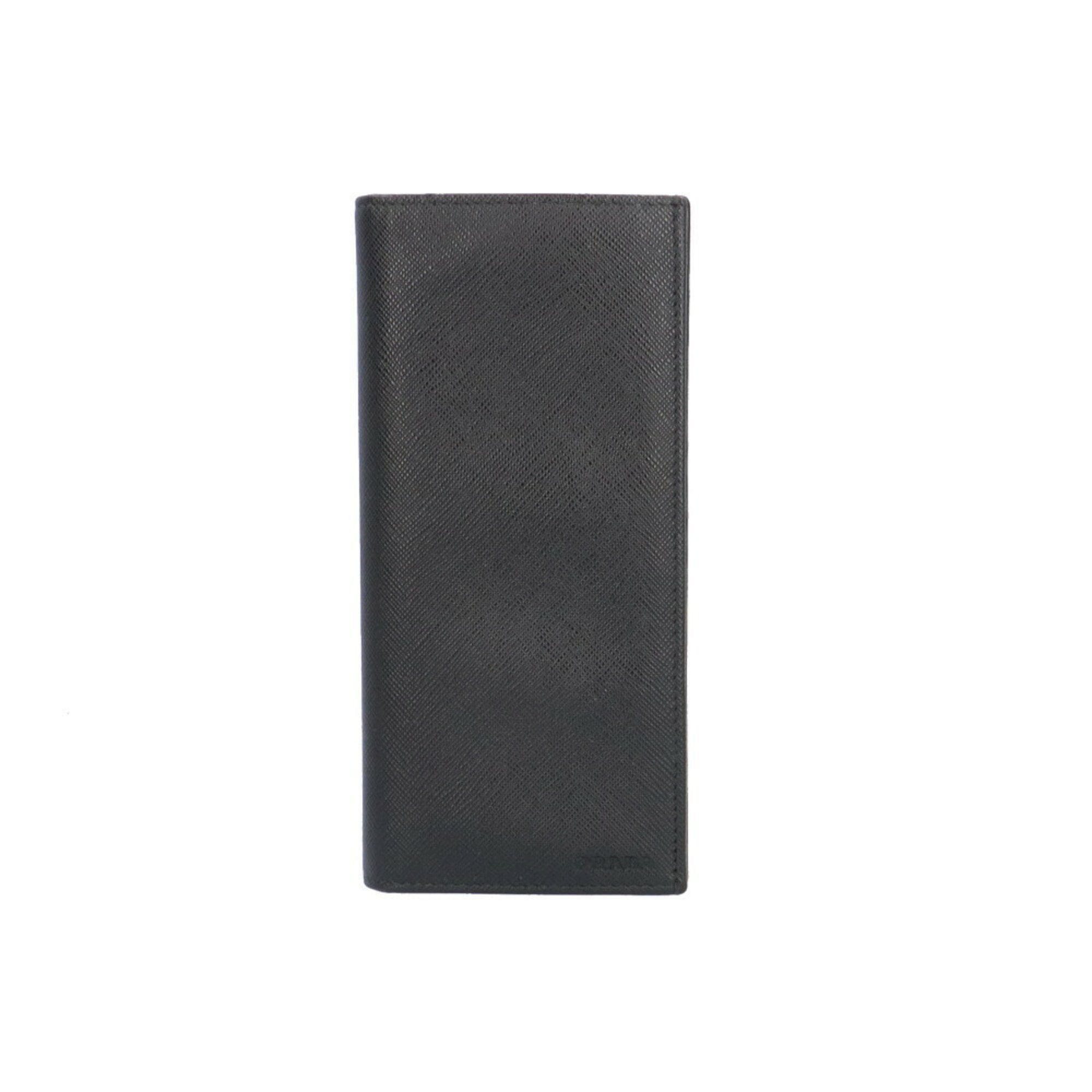 Black Leather Long Wallet with Handmade Appeal - Good Condition