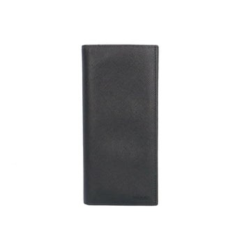 Black Leather Long Wallet with Handmade Appeal - Good Condition