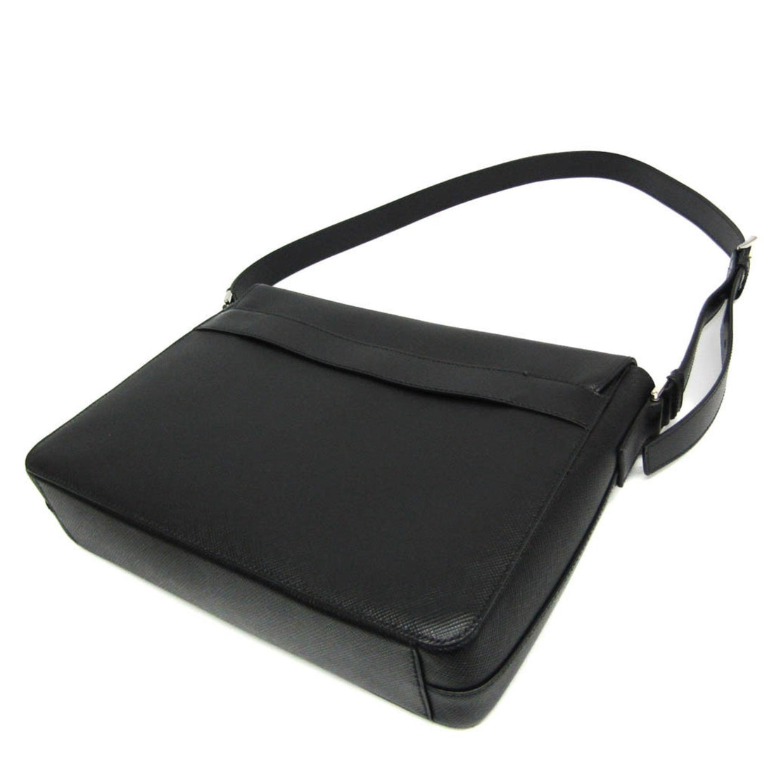 Black Leather Shoulder Bag for Men