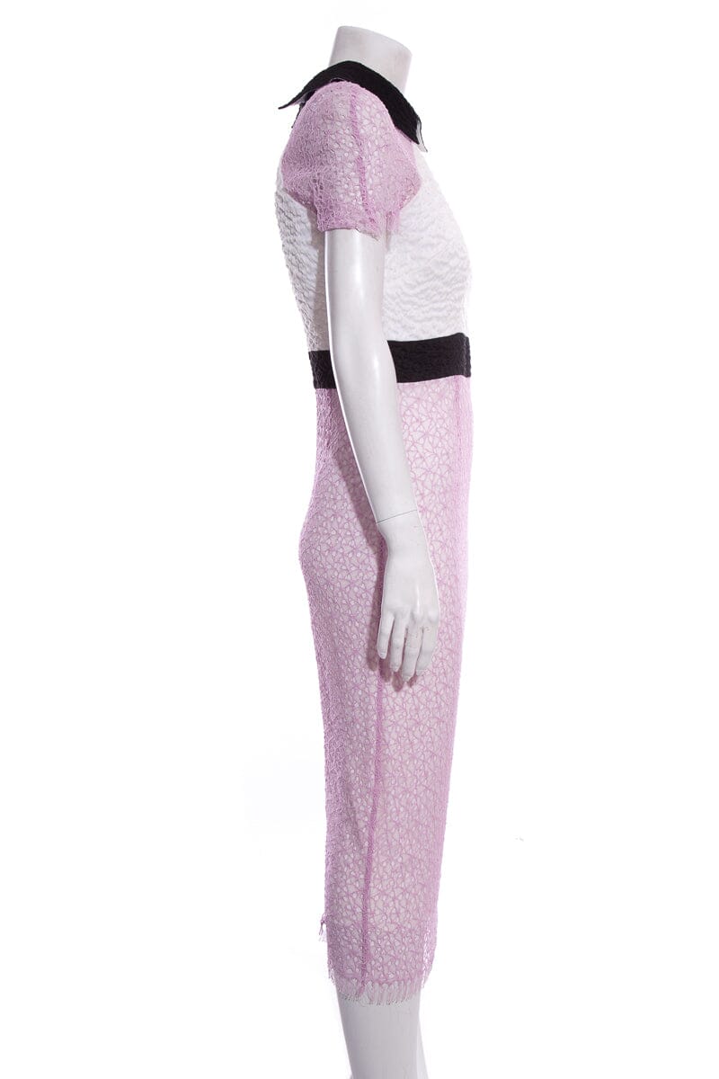 Alex Perry White & Purple Lace Color Block Dress SZ 10