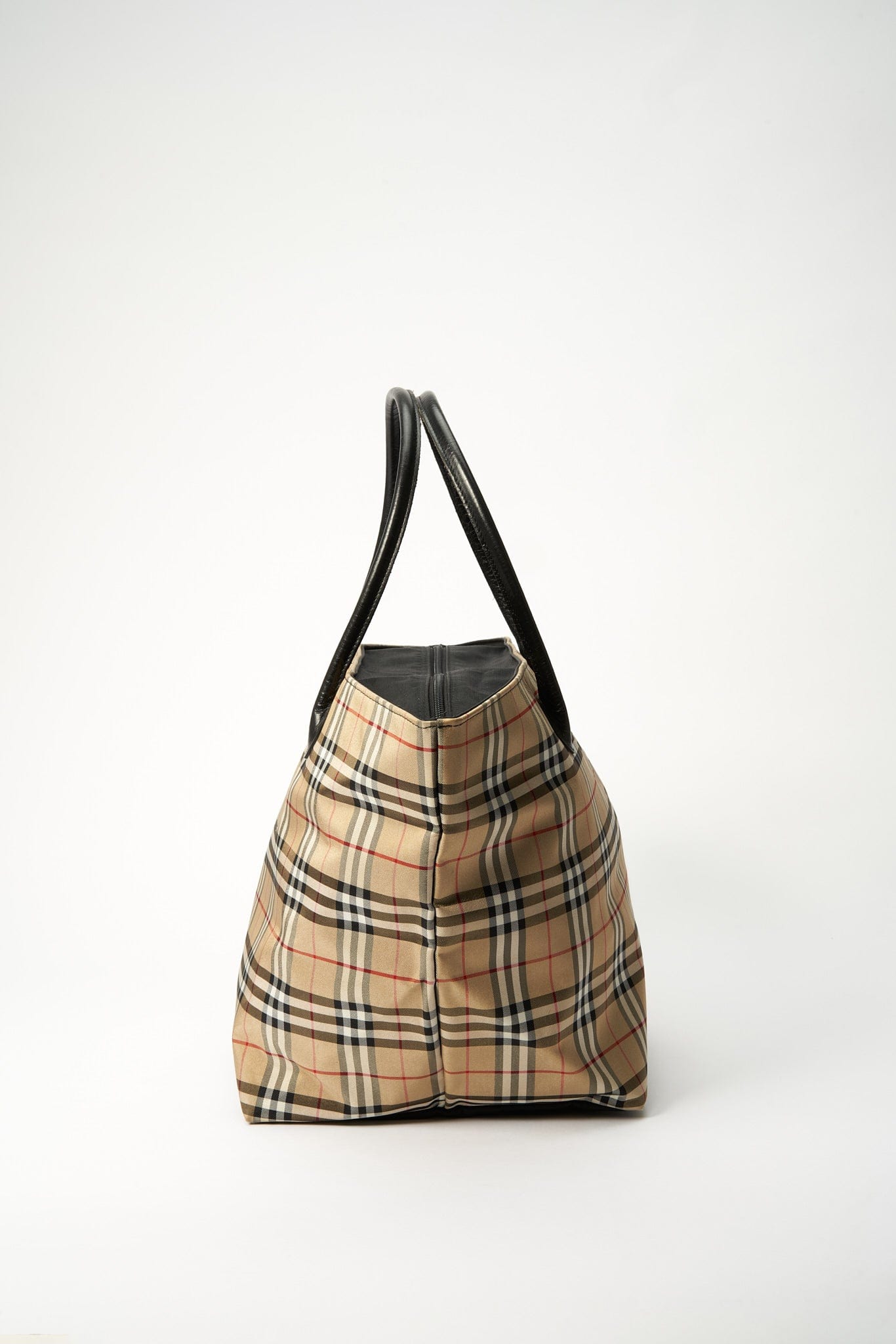 Vintage Burberry Blue Label Tote Bag with Black Leather Trim