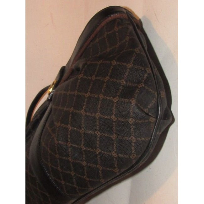 Bally Brown & Black Logo Print Leather Two- Way Cross Body/Clutch