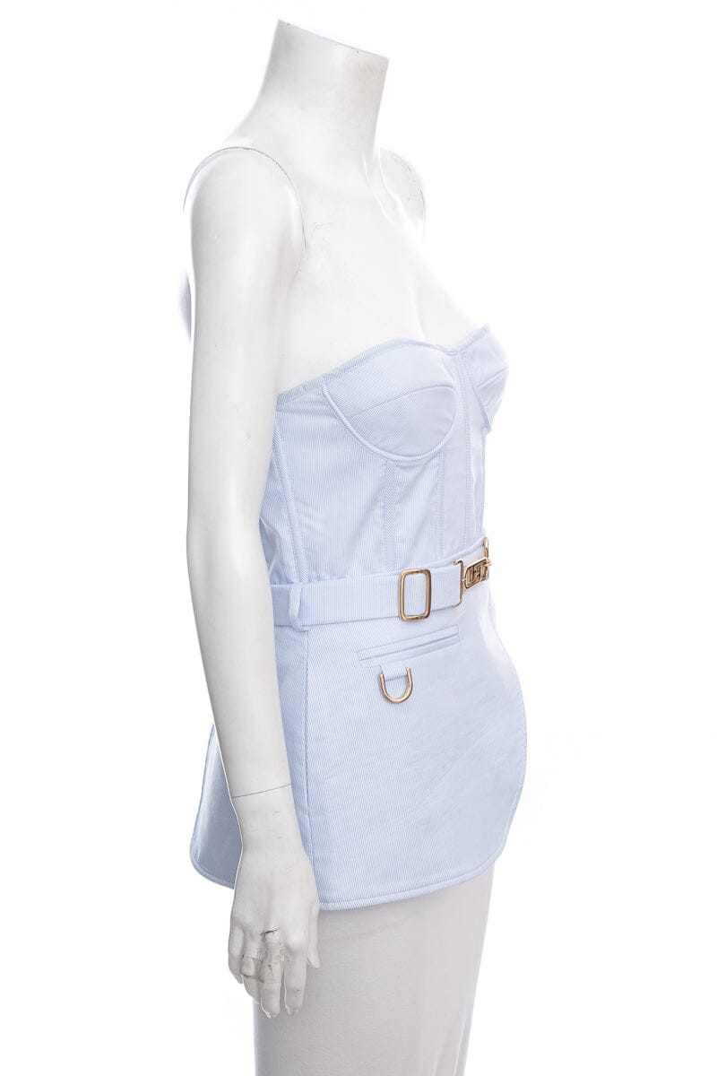 Fendi Blue Stripe Strapless Bustier SZ 40