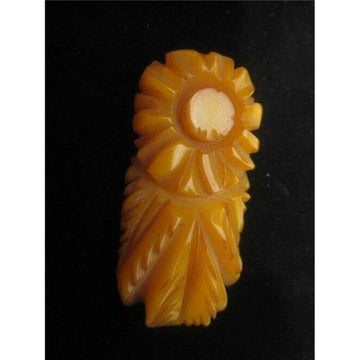 Art Deco Era Chunky Deeply Carved Floral Butterscotch Bakelite Brooch