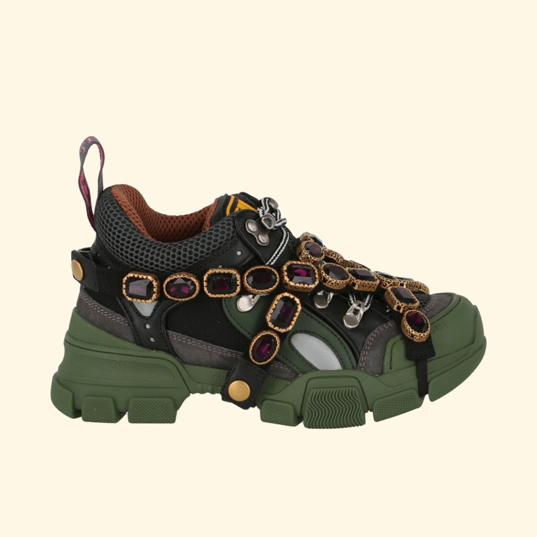 Gucci Flashtrek Chunky Leather Sneakers, Green,
