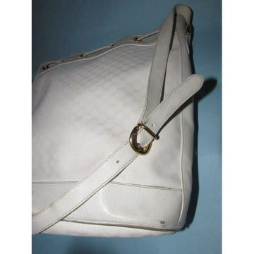 Gucci White Micro G Logo Print Leather Cross Body Bucket Purse