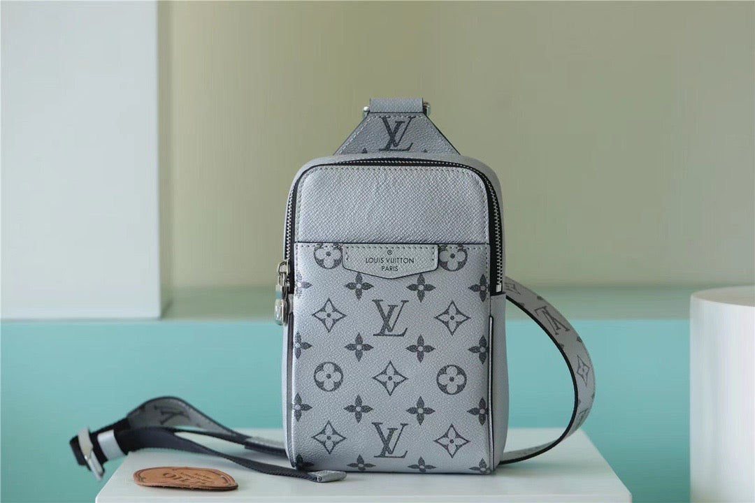 LV Outdoor Sling Bag Taigarama Gunmetal Gray For Mtlm, Bags, Crossbody Bags 8.3in/21cm LV 