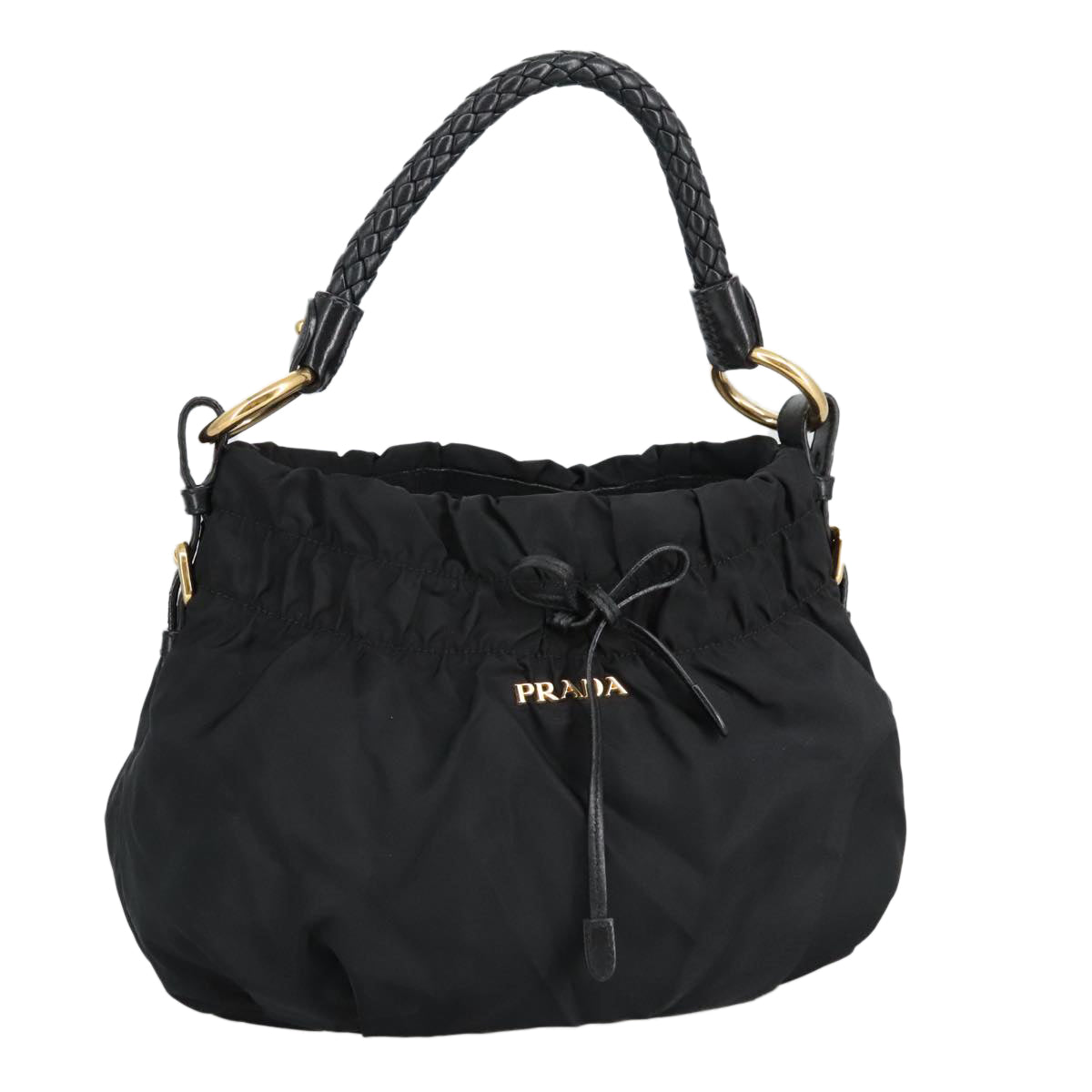 Prada Drawstring Bucket Bag Black Nylon