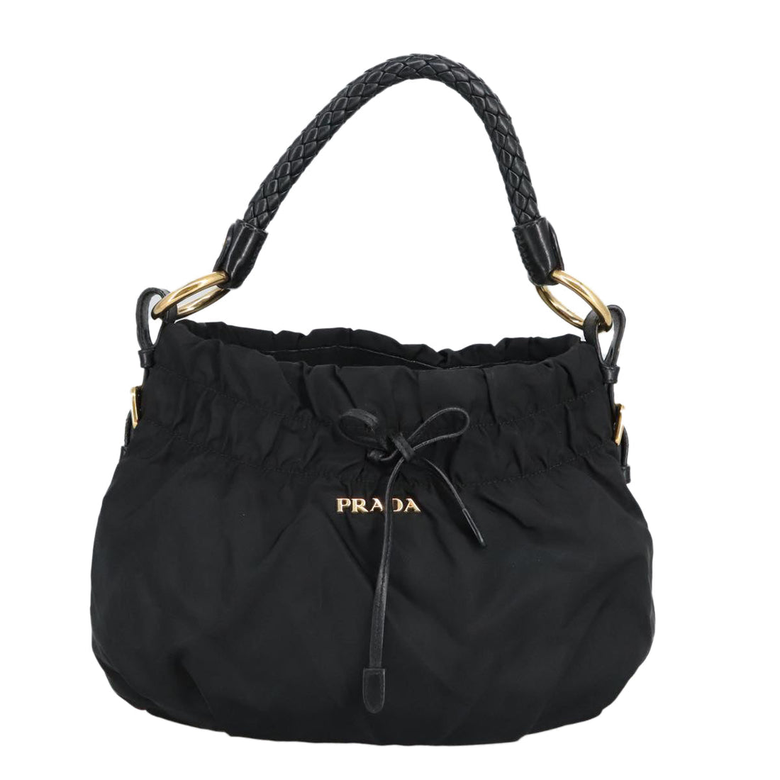Prada Drawstring Bucket Bag Black Nylon