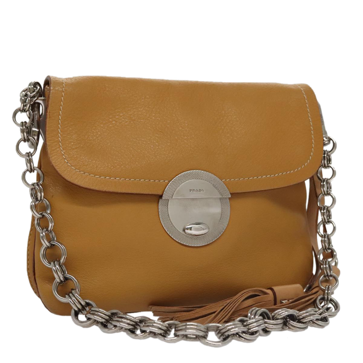 Mustard Leather Chain Bag