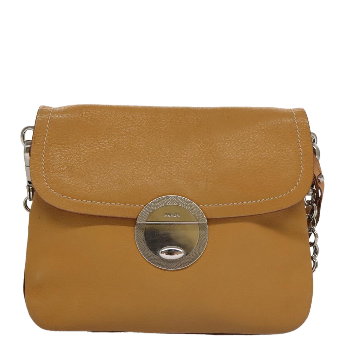 Mustard Leather Chain Bag
