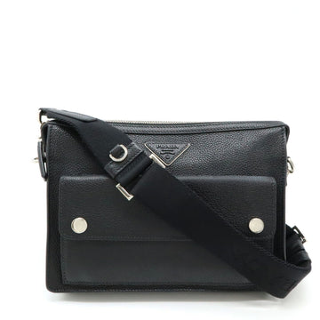 Leather Shoulder Bag with Strap and Metal Fittings