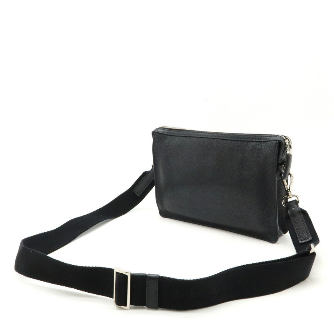 Leather Shoulder Bag with Strap and Metal Fittings