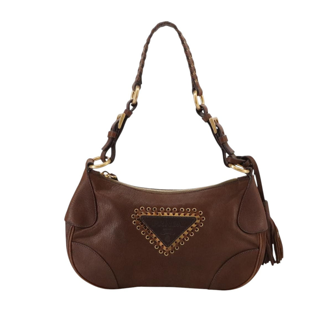 Leather Shoulder Bag Braided Strap