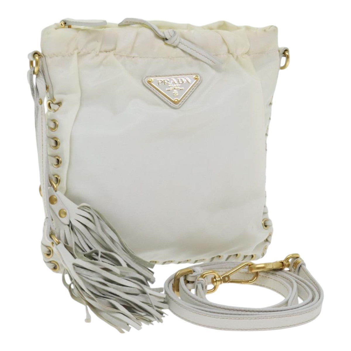 Drawstring Shoulder Bag Fringe Detail