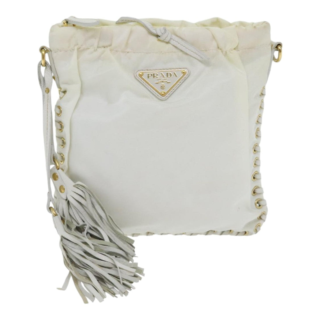 Drawstring Shoulder Bag Fringe Detail