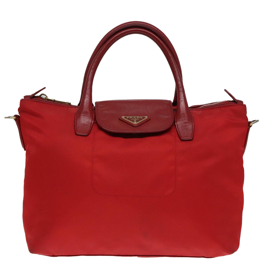 Tessuto Vela Red Nylon Leather Handbag