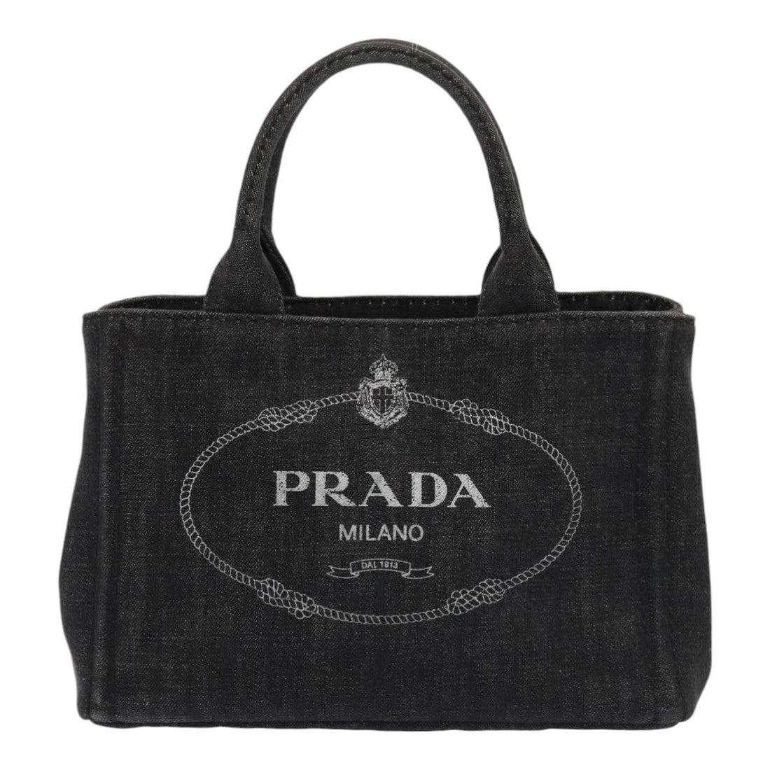 Denim Tote Bag Black Logo