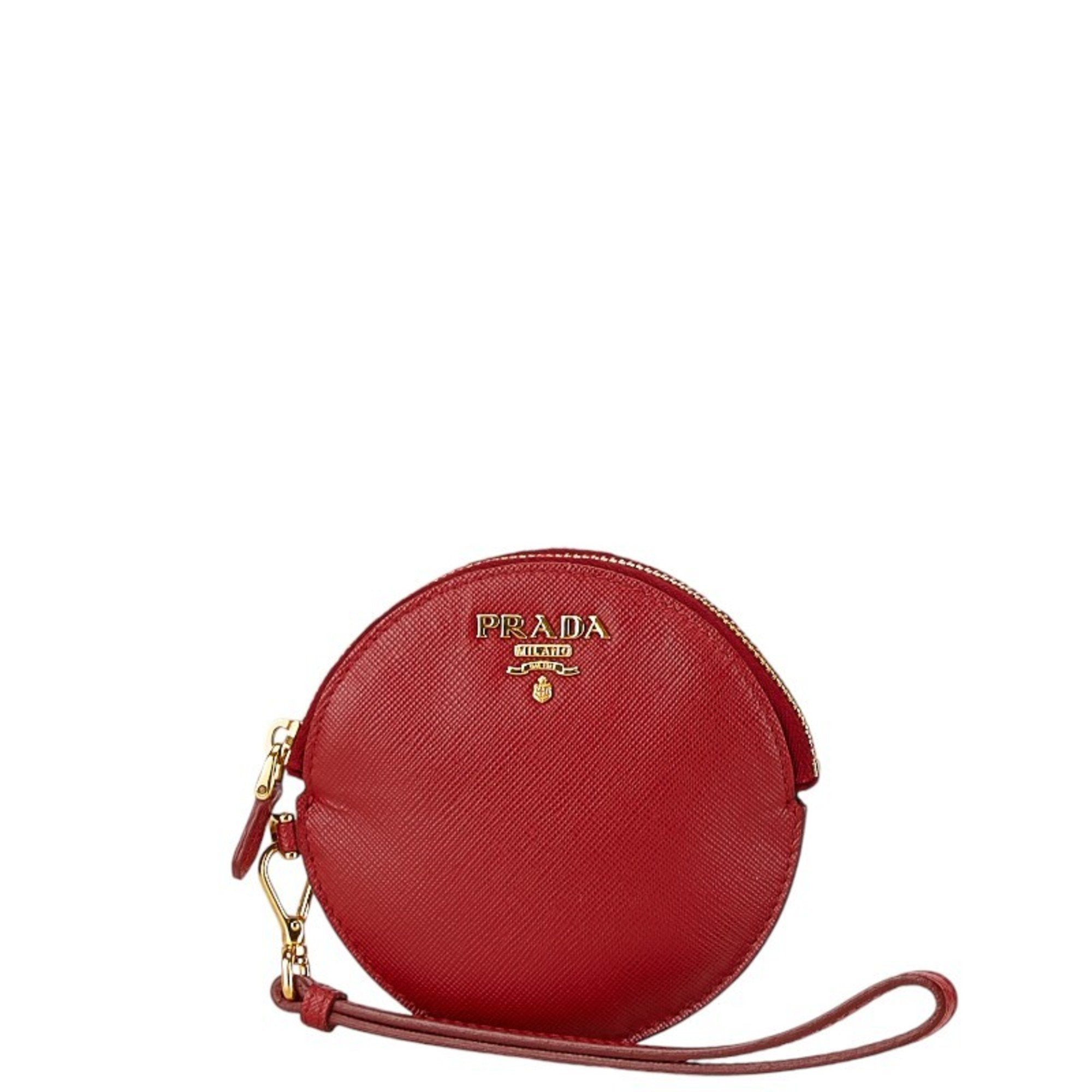 Round Zip Coin Purse Saffiano Leather