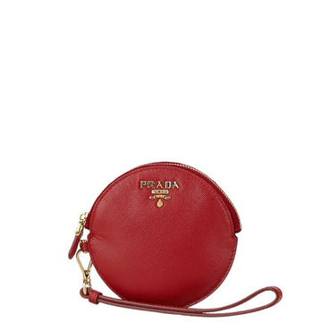 Round Zip Coin Purse Saffiano Leather