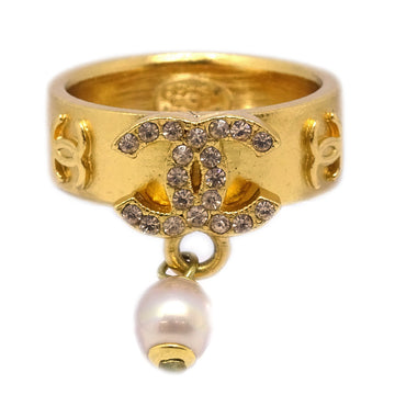 Chanel Ring Rhinestone Artificial Pearl Gold #53 #13 02P