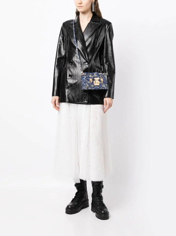 LOUIS VUITTON Blue Lace Floral Petite Malle Bag