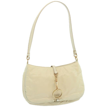 Prada Tessuto Shoulder Bag Chain Charm Beige