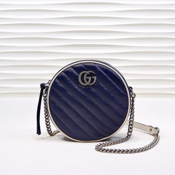 gg Marmont Mini Round Shoulder Bag Blue For Women 7in/18cm gg