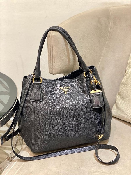 Prada Black Vitello Daino Tote Bag