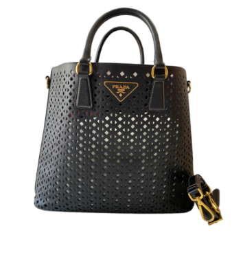 Prada Black Perforated Tote Bag