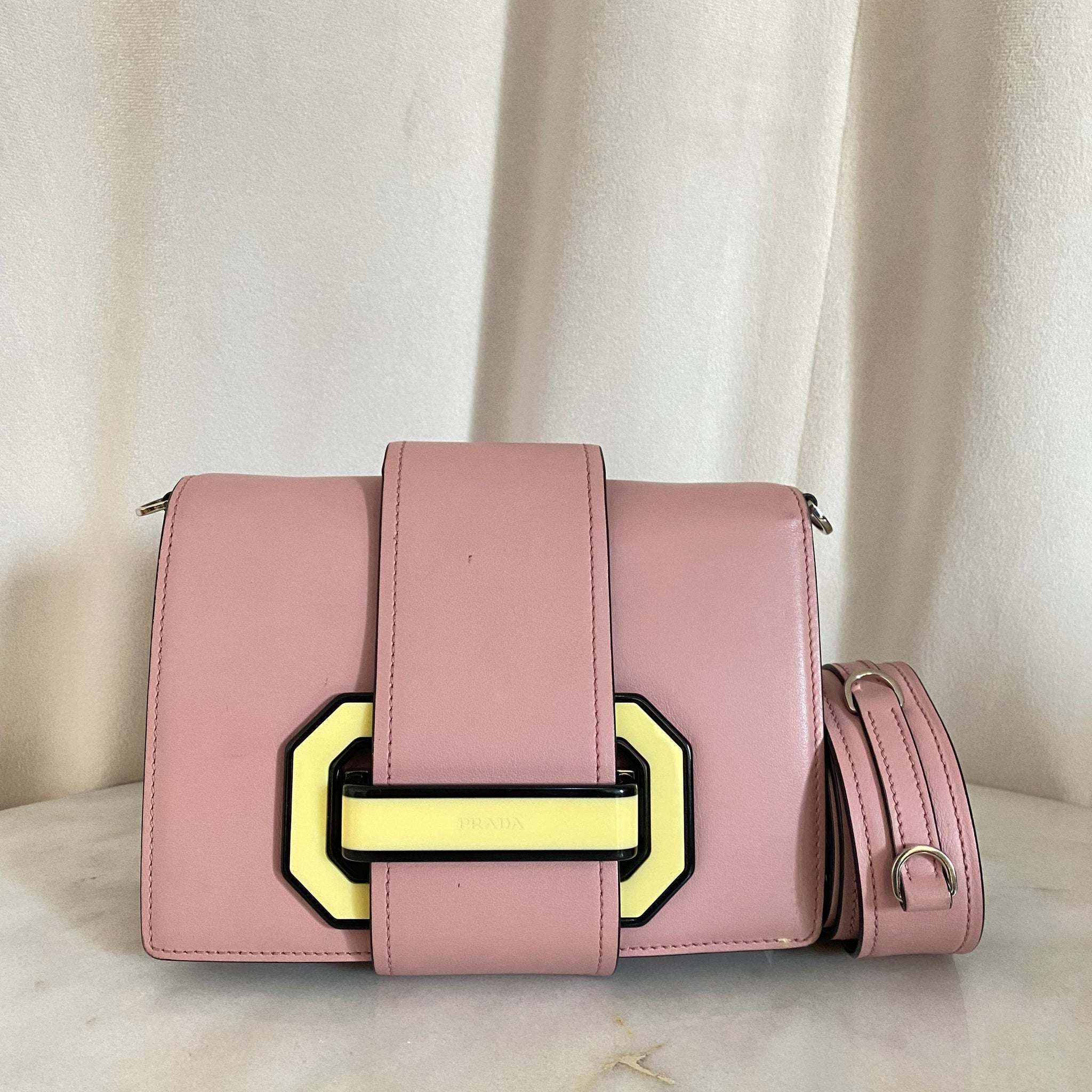 Prada Pink City Calf Plex Crossbody Bag
